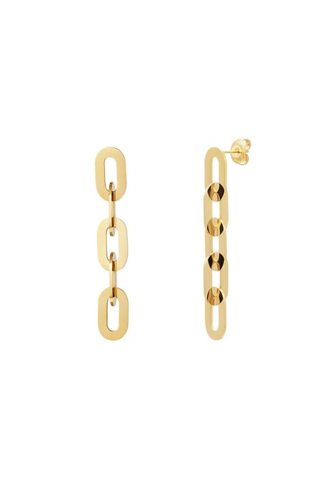 Stainless steel earrings linked chain Gold color