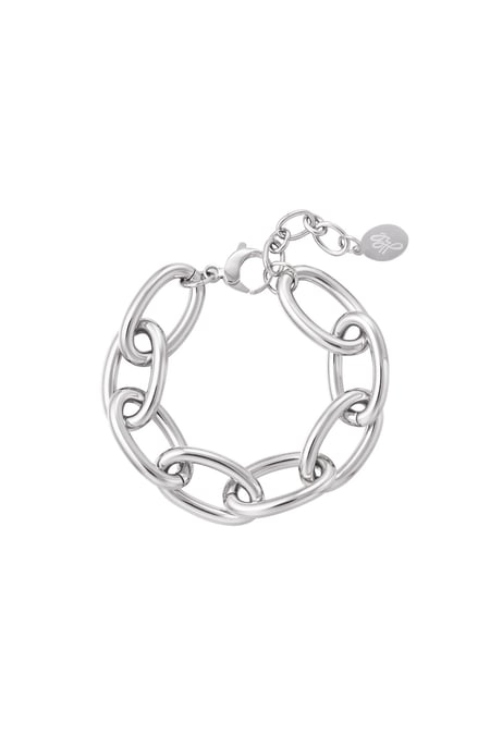 Chunky chain bracelet with large links Silver Color Stainless Steel