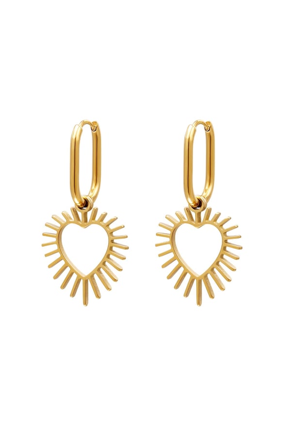 Boucles d'oreilles acier inoxydable coeur rayonnant 2