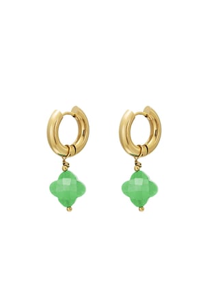 Clover earrings - #summergirls collection Green & Gold Color Stainless Steel h5 