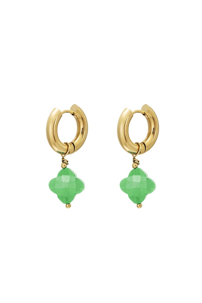 Clover earrings - #summergirls collection Green & Gold Color Stainless Steel 