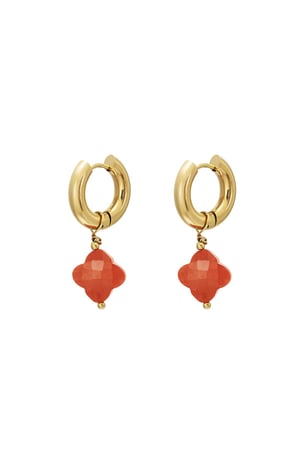 Pendientes Clover - colección #summergirls Naranja & Color dorado Acero inoxidable h5 