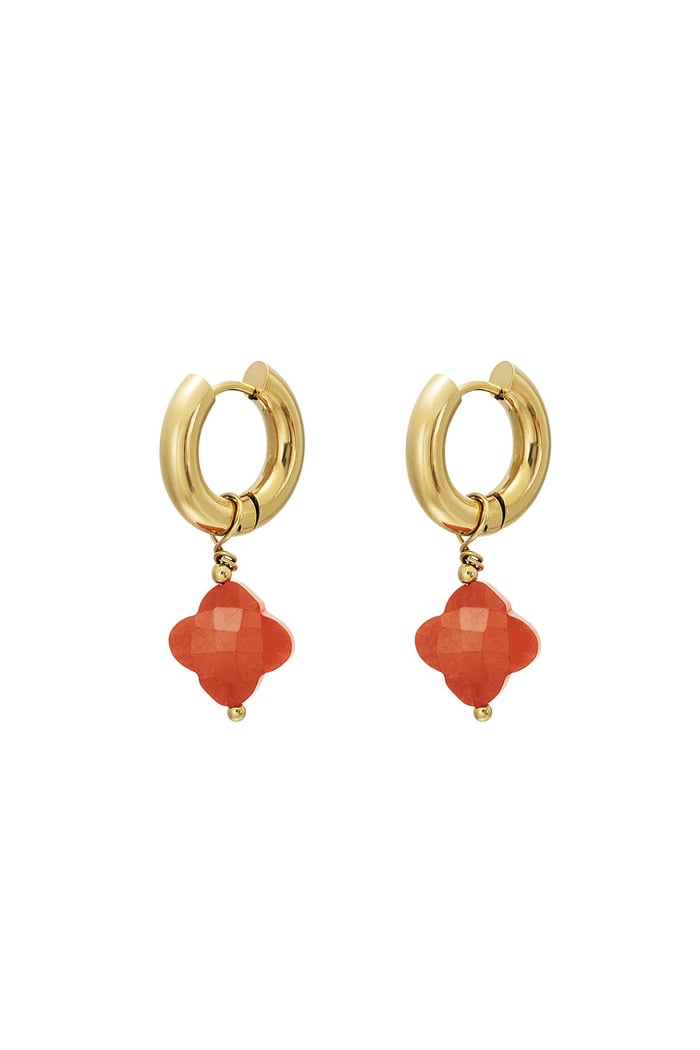 Clover earrings - #summergirls collection Orange & Gold Color Stainless Steel 