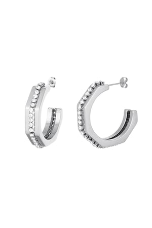 Earrings with zircon details Silver Color Stainless Steel h5 