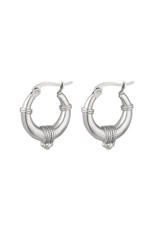 Stainless steel earrings with rope detail - small Silver color h5 