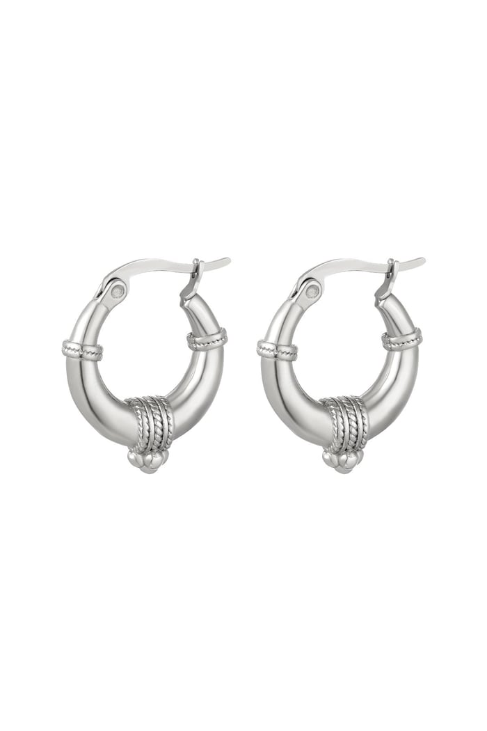 Stainless steel earrings with rope detail - small Silver color 