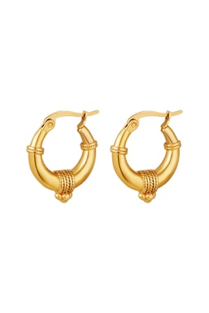 Stainless steel earrings with rope detail - small Gold color h5 