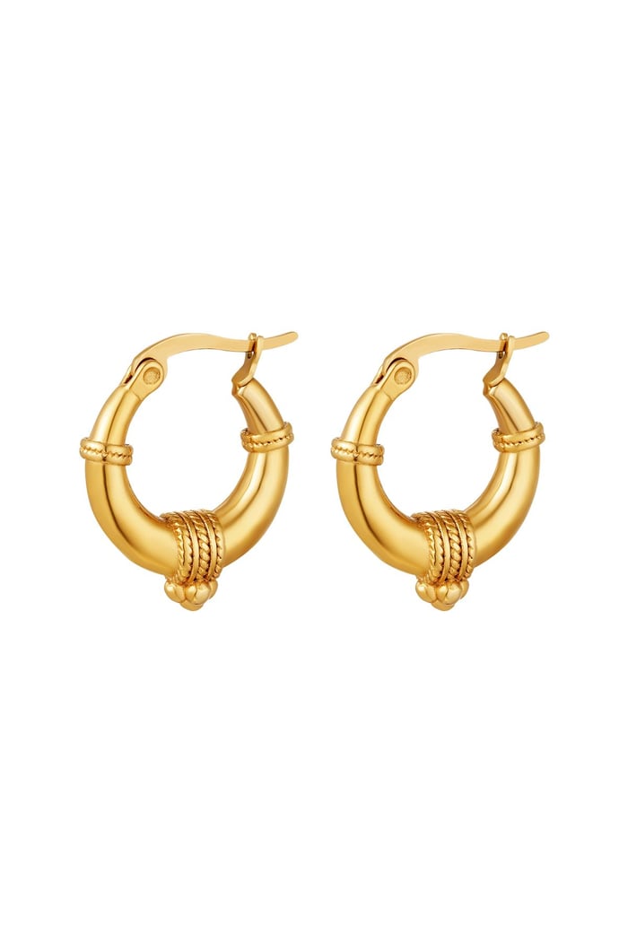 Stainless steel earrings with rope detail - small Gold color 