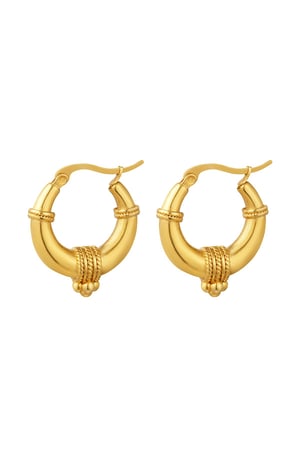 Stainless steel earrings with rope detail - Large Gold color h5 