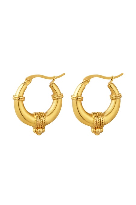 Stainless steel earrings with rope detail - Large Gold color 2