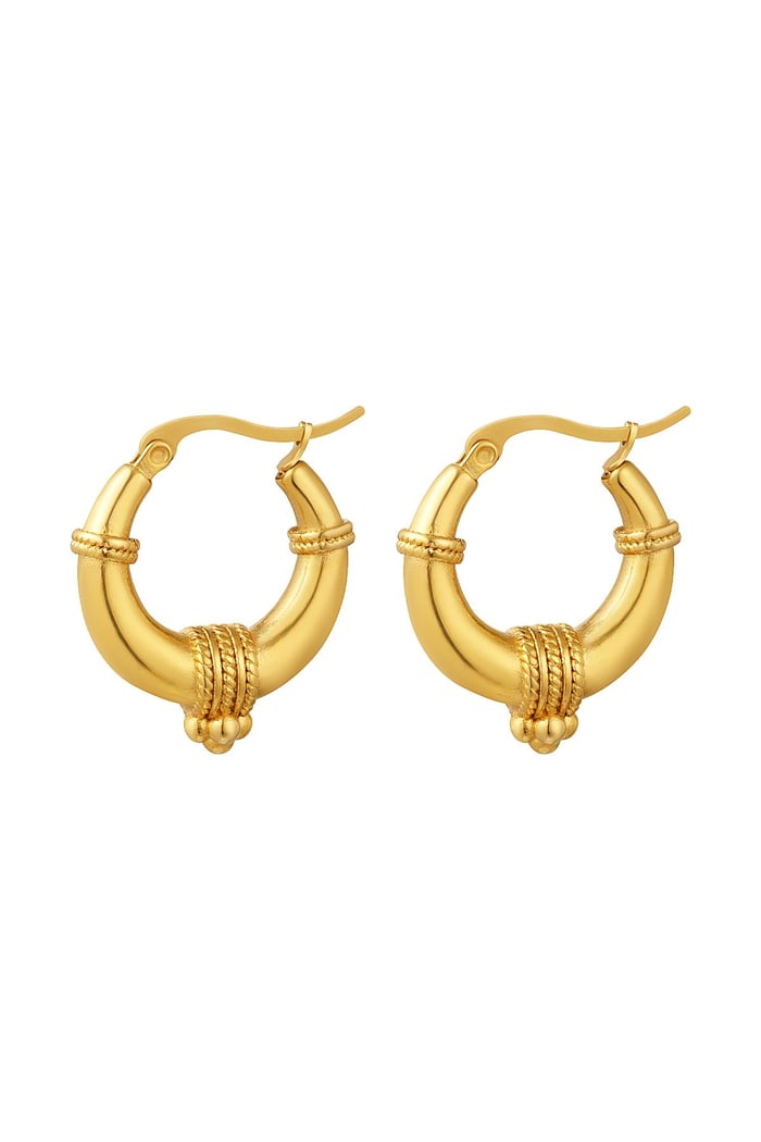 Stainless steel earrings with rope detail - Large Gold color 