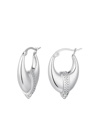 Earrings with detail in the middle Silver Color Stainless Steel h5 