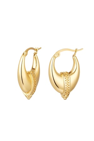 Earrings with detail in the middle Gold Color Stainless Steel h5 