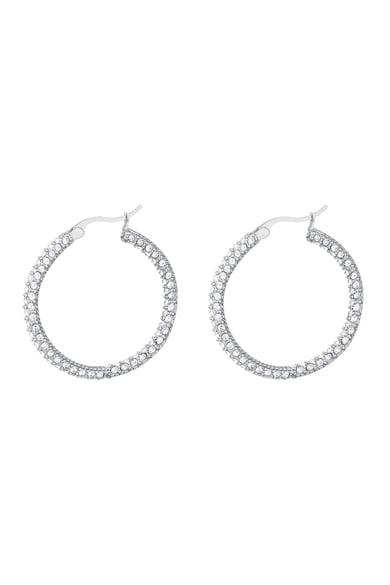 Round zircon earrings - large Silver Color Stainless Steel h5 