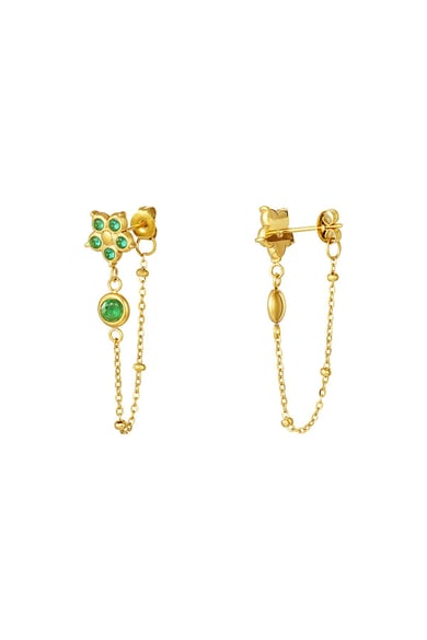 Zircon flower pendant earrings Gold Color Stainless Steel h5 