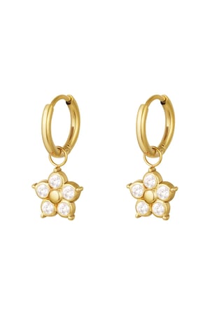 Zircon flower earrings Gold Color Stainless Steel h5 