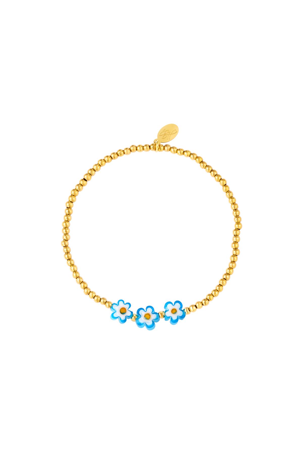 Blue daisy bracelet - #summergirls collection Gold Color Hematite