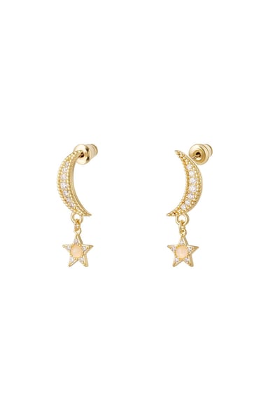 Earrings moon and star - Sparkle collection Gold Color Copper h5 