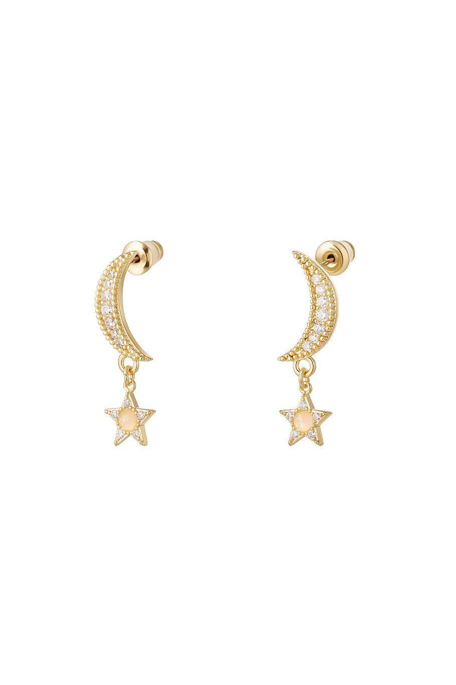 Earrings moon and star - Sparkle collection Gold Color Copper 