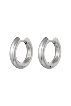 Basic creoles earrings - medium Silver Color Stainless Steel h5 