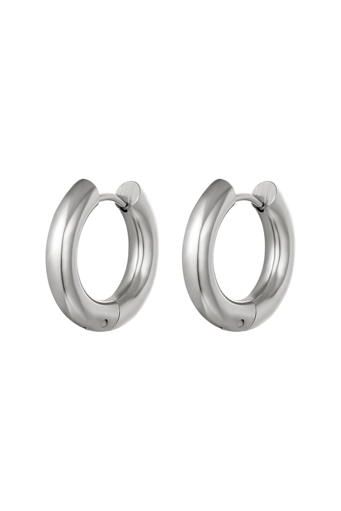 Basic creoles earrings - medium Silver Color Stainless Steel 