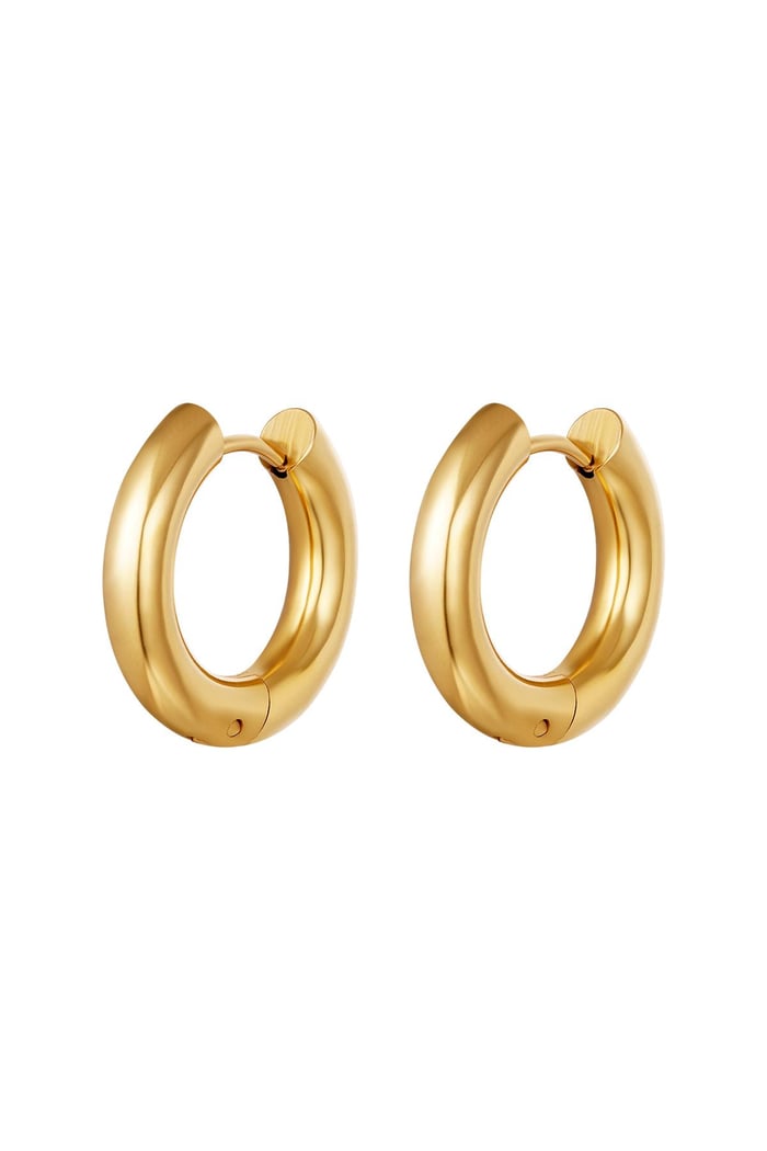 Basic creoles earrings - medium Gold Color Stainless Steel 