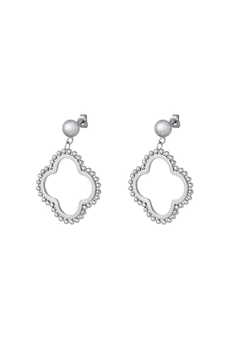 Dotted clover earrings Silver Color Stainless Steel 2