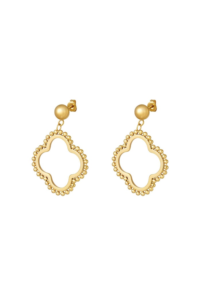 Dotted clover earrings Gold Color Stainless Steel 