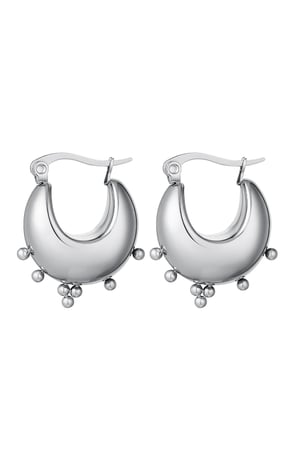 Massive earrings with dots  Silver Color Stainless Steel h5 