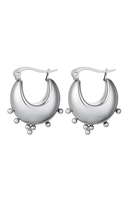 Massive earrings with dots  Silver Color Stainless Steel