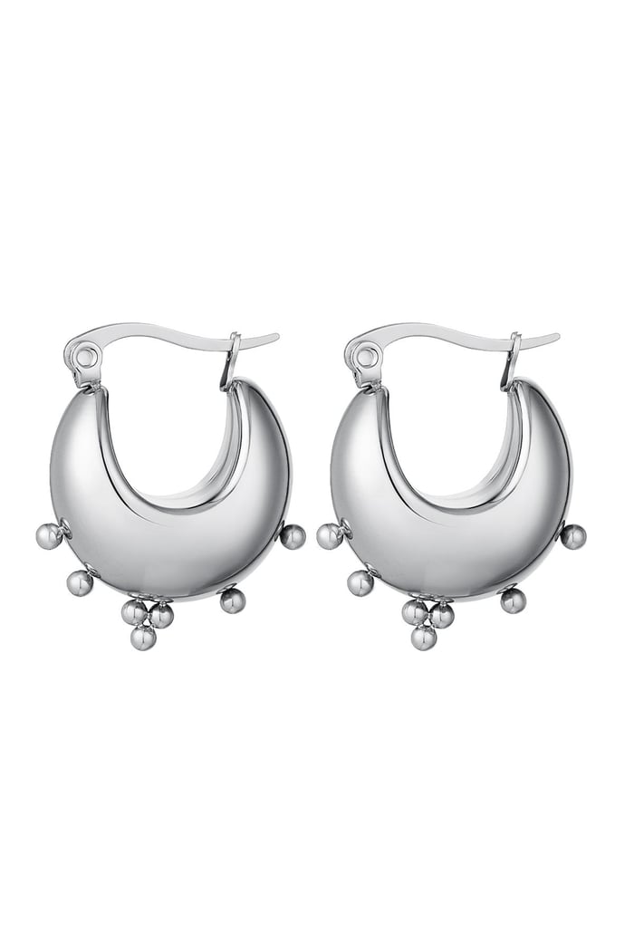 Massive earrings with dots  Silver Color Stainless Steel 