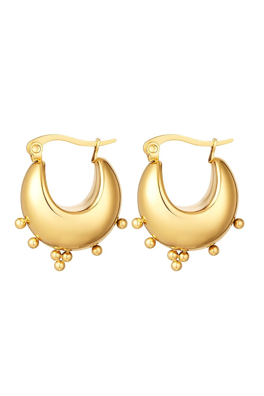 Massive earrings with dots Gold Color Stainless Steel