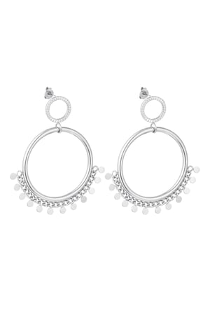 Hanging stud earrings with circel detail  Silver Color Stainless Steel h5 