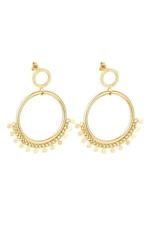 Hanging stud earrings with circel detail  Gold Color Stainless Steel h5 