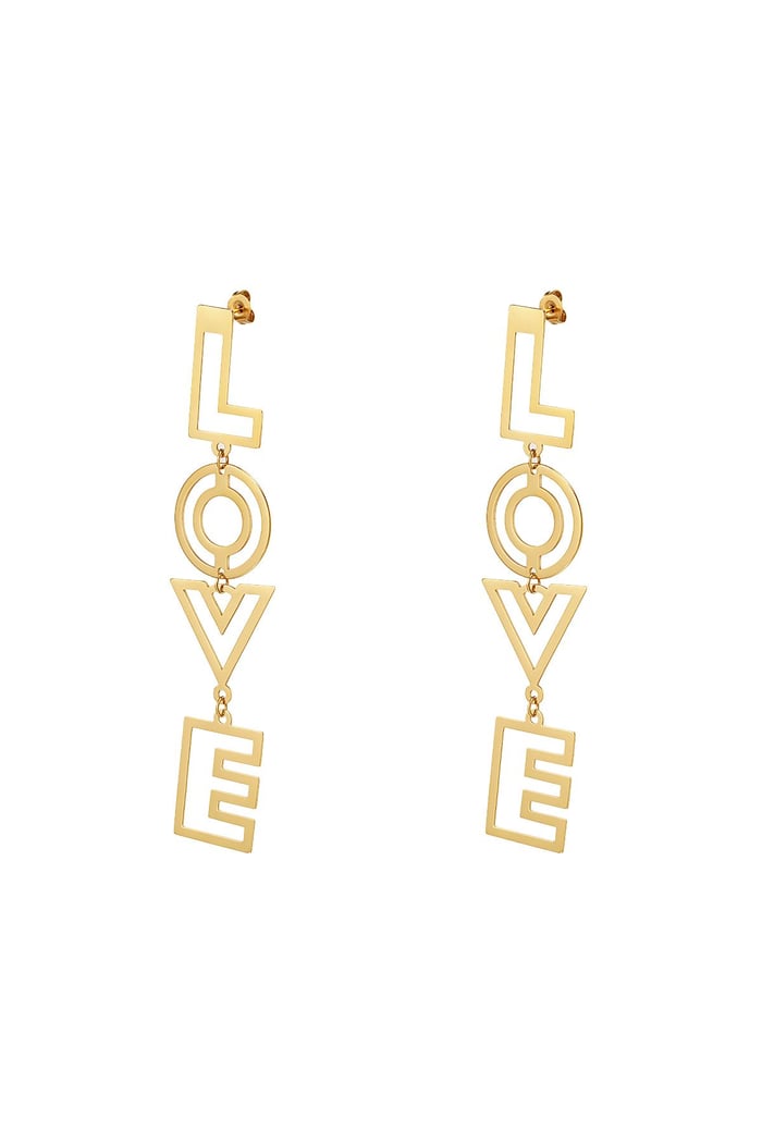 Love earrings Gold Color Stainless Steel 