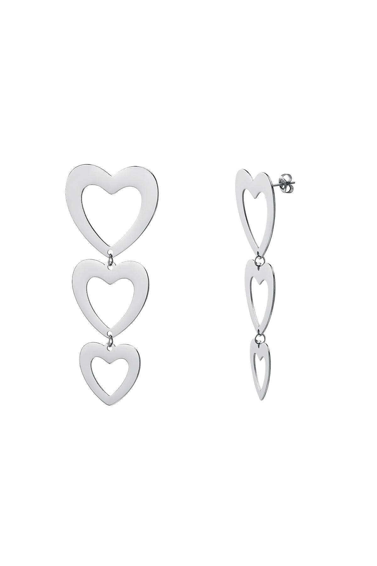Hanging earrings three hearts Silver Color Stainless Steel