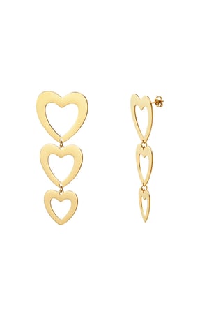 Hanging earrings three hearts Gold Color Stainless Steel h5 