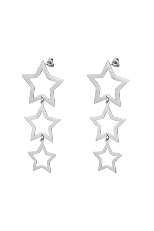 Stars earrings Silver Color Stainless Steel h5 