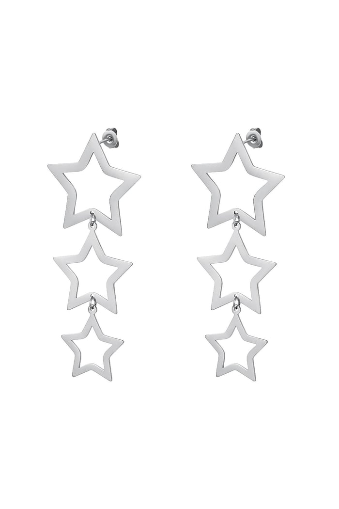 Stars earrings Silver Color Stainless Steel 