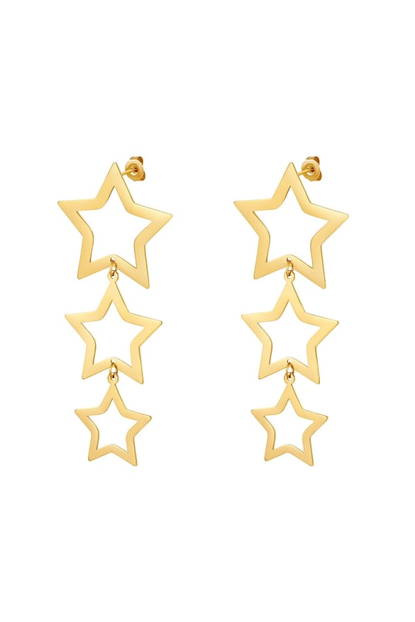 Sterren oorbellen Goud kleur Stainless Steel 2