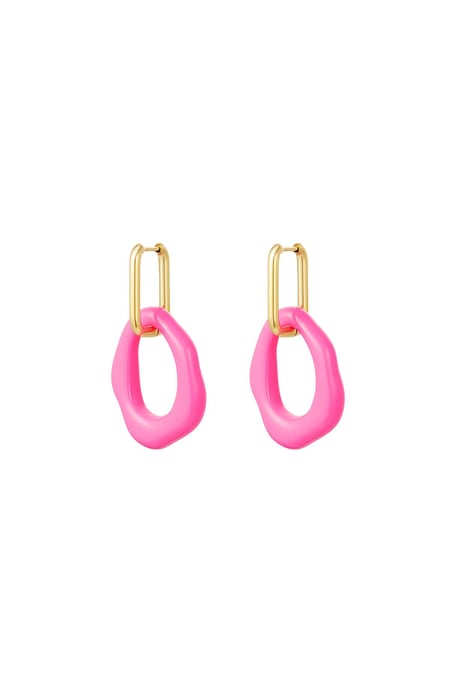 Acrylic circle earrings Fuchsia Stainless Steel 2