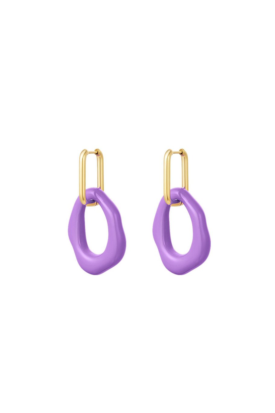 Acrylic circle earrings Fuchsia Stainless Steel