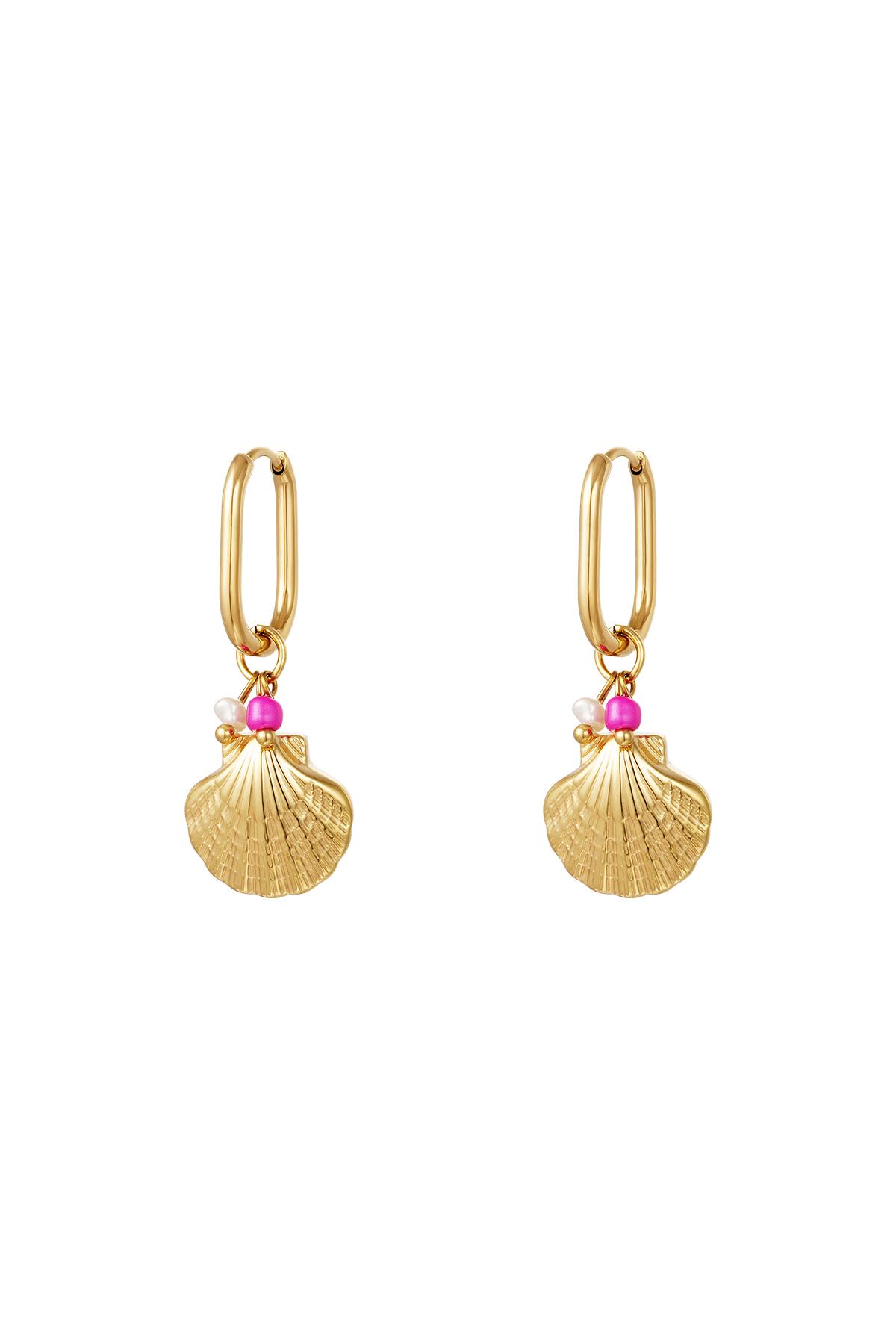 Dangling shell earrings - Beach collection Gold Color Stainless Steel