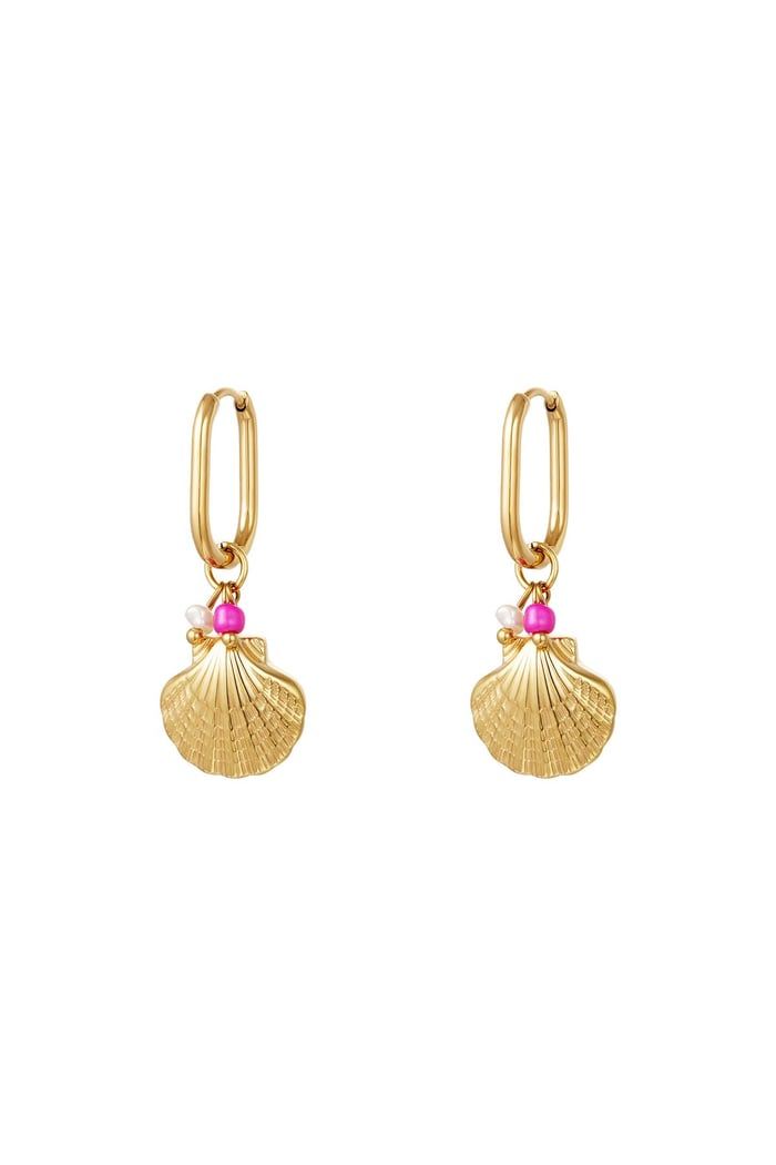 Dangling shell earrings - Beach collection Gold Color Stainless Steel 