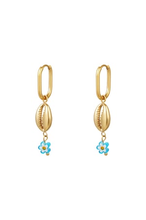 Blue daisy earrings - Beach collection Gold Color Stainless Steel h5 