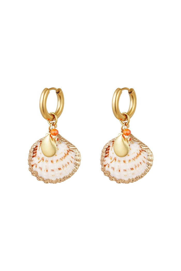 Big shell earrings - Beach collection Gold Color Stainless Steel 