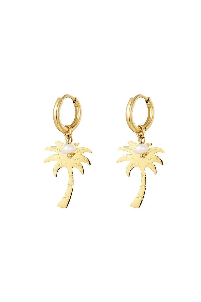 Palm tree earrings - Beach collection Gold Color Stainless Steel 