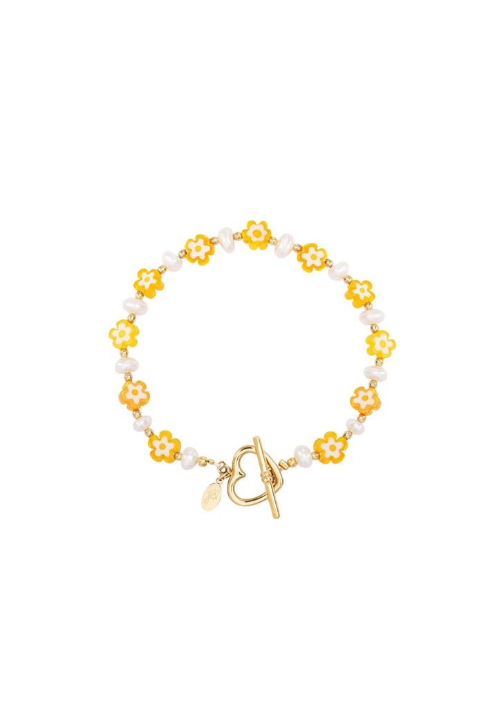 Small daisy bracelet - Beach collection Orange & Gold Color Stainless Steel 