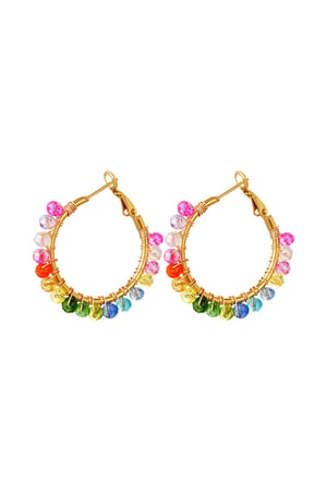 Hoop earrings with colorful beads Multi Stainless Steel h5 