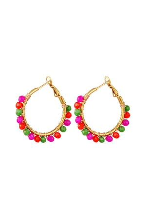 Hoop earrings with colorful beads Multi Stainless Steel h5 